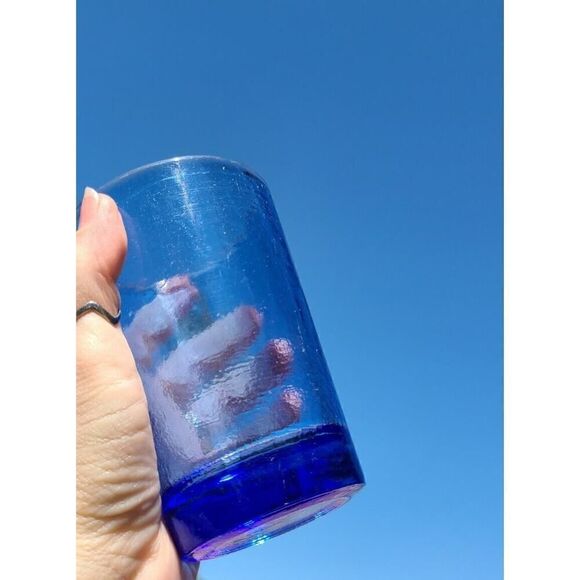 Fire and Light Cobalt BLUE Recycled Glass Tumbler 12oz. Art Glass EUC *Flaw Read - Picture 2 of 16